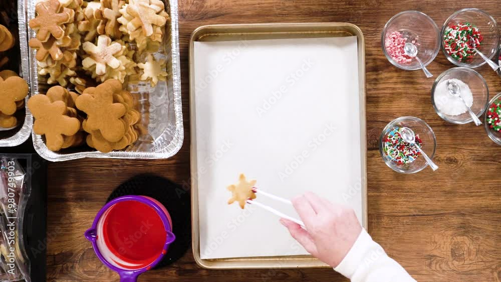 Canvas Prints making star-shaped cookies with chocolate and peppermint chips