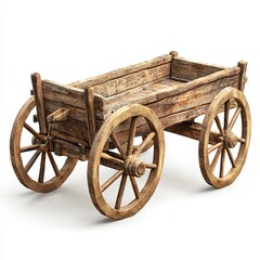 Obraz premium wooden cart, isolated, on white background