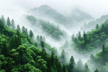 Fototapeta premium Scenic Black Forest mountains covered in fog. Colorful travel view.