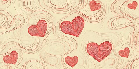 Red hearts on a swirling, yellow background.