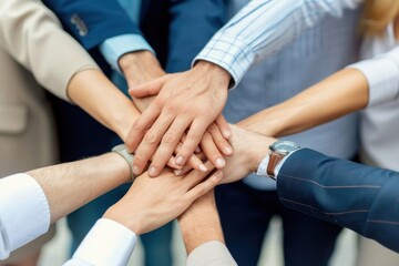 Fototapeta premium Hands of business people togetherness cooperation teamwork.