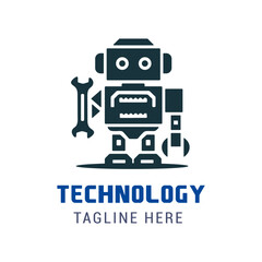 Fototapeta premium Robot technology logo illustration