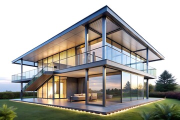 Fototapeta premium Modern Glass and Steel House 