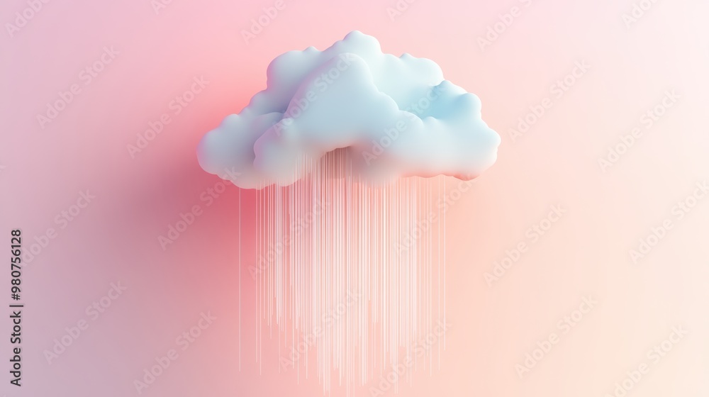 Poster a cloud icon with a flowing stream of data flowing into it, symbolizing the concept of cloud storage