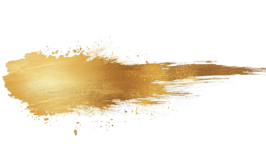 Gold ink brush stroke Gold brush isolated on white or transparent background