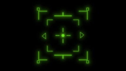 The user interface is in the form of a green glow HUD target on a black background. 4K Video