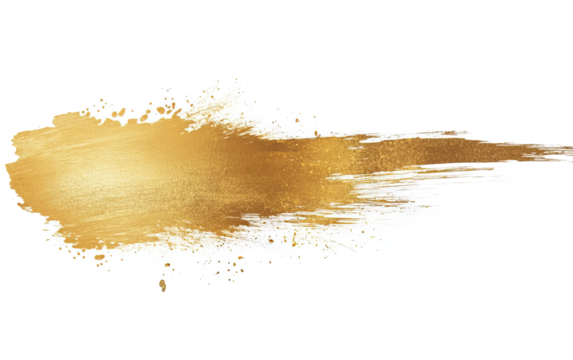 Gold ink brush stroke Gold brush isolated on white or transparent background