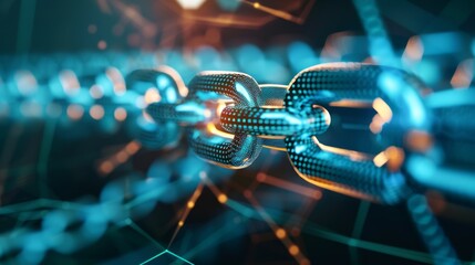 Abstract Chain Link with Blue and Orange Glow