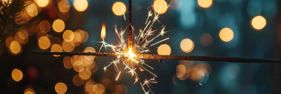 Create a festive atmosphere with vibrant sparklers set against a bokeh background. Perfect for celebrations, infusing brilliance and joy into your events with colorful lights and glittering sparkles