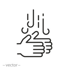 air dryer for hands icon, hand drying, thin line symbol on white background - editable stroke vector illustration