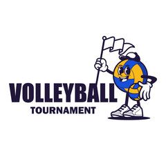 Volleyball Event Mascot – Cartoon Ball Ready for Tournament