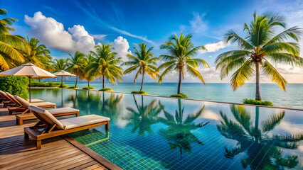 Fototapeta premium Luxury Retreat: Waterfront Villa with Pool