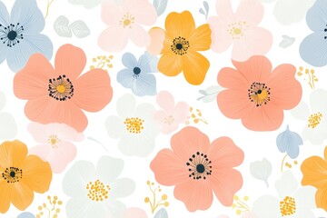 Obraz premium A vibrant floral pattern featuring various colorful flowers on a light background.