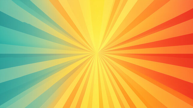 Yellow and Orange Sunburst with Teal Gradient Background