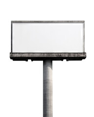 Obraz premium An empty billboard on a concrete pole, ready for advertisement, showcasing a blank canvas against a clear sky.