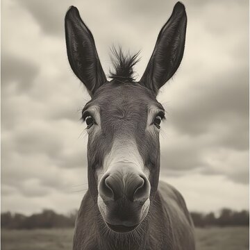 A highly detailed close-up of a mule, highlighting its expressive eyes and fur image