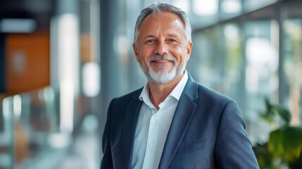 Fototapeta premium Portrait of a Successful Senior Businessman Consulting in a Modern Office Environment for Professional Use