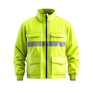 Bright safety jacket with reflective stripes, ideal for construction or outdoor work to enhance visibility.