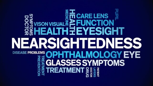 Nearsightedness animated word cloud;text design animation tag kinetic typography seamless loop.