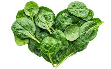 Fototapeta premium Fresh spinich in heart isolated on white or transparent background