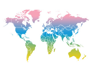 World map modern colors vector, isolated on white background.Travel worldwide, map silhouette, backdrop, earth geography, political,reports,city, infographic, political, concept, outline.