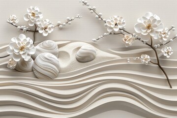 Zen sand garden beach nature concept for relaxation and balance.