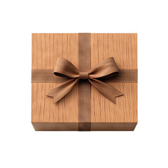 Fototapeta premium Elegant wooden gift box with a beautiful bow, perfect for celebrations, special occasions, and thoughtful surprises.