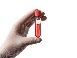 Hand holding a laboratory test tube with red liquid, perfect for medical, scientific, and healthcare-related themes.