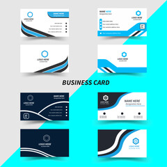Creative and modern business card template, Modern and simple business card design with blue and dark black color, business card bundle.