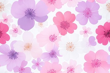 Fototapeta premium A vibrant pattern of various colorful flowers on a light background.