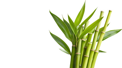 Vibrant green bamboo stalks against a clean background, symbolizing nature, growth, and tranquility in any composition.