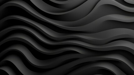 Sleek Black Abstract Background Featuring Modern Wavy Patterns for Creative Design Use