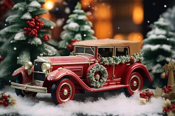 Vintage car christmas vehicle wheel.