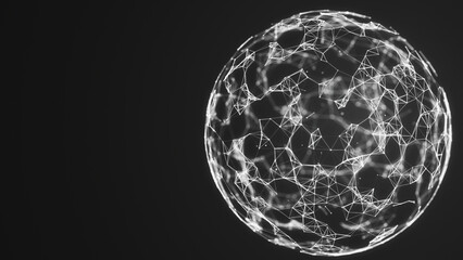 Abstract 3d futuristic sphere. Global network connection. Sphere made of dots and lines. Big data visualization. Plexus. 3D Futuristic digital background.