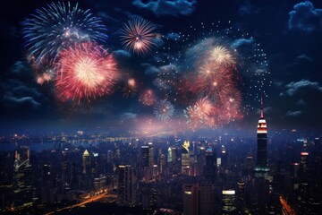 New year fireworks night architecture.