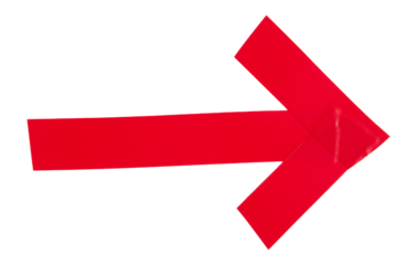 Red arrow shape sticky tape cut out design element