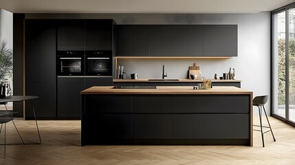 A sleek kitchen with smart appliances and Scandinavian-inspired aesthetics