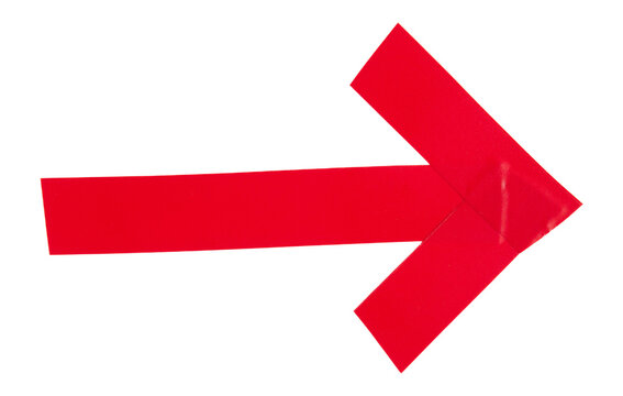 Red arrow shape sticky tape cut out design element