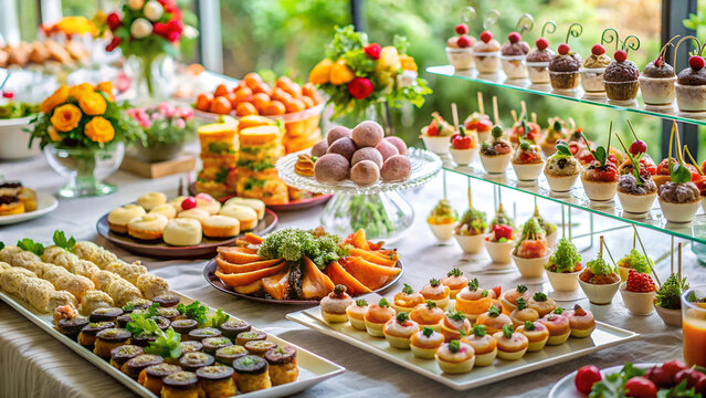 Mesa de casamento com aperitivos