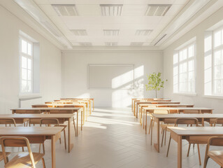 Modern Classroom Interior and bright light for banner