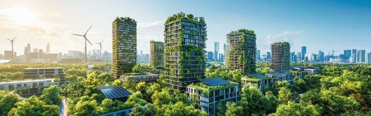 Futuristic Green City with Renewable Energy Solutions