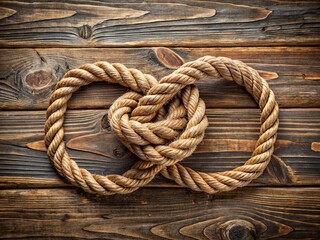 Obraz premium A knotted rope unravels to reveal a stylish, handcrafted font with distressed texture, perfect for rustic, nautical, or