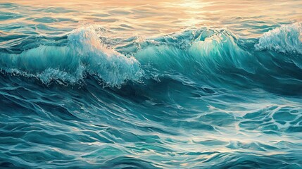 "Serene Ocean Waves at Sunset"