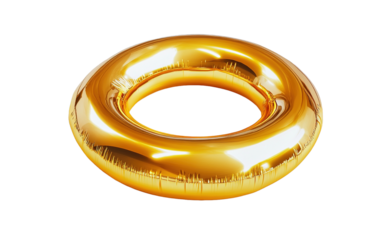 Golden swimming ring isolated on white or transparent background