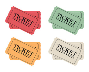 Two abstract tickets template design in pastel colors. Event entry ticket, front view. Vector illustration