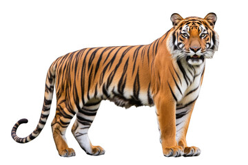 Obraz premium Tiger in full growth on a transparent background