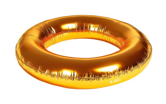 Golden swimming ring isolated on white or transparent background