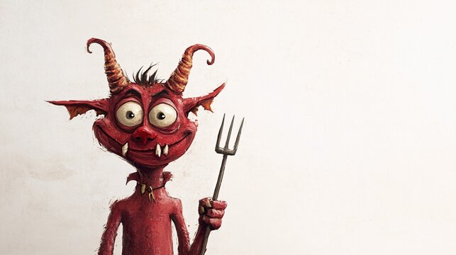 a demon holding a tiny pitchfork
