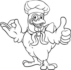 A chicken chef hat cartoon rooster cockerel bird mascot