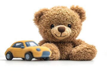 Obraz premium a teddy bear and a toy car